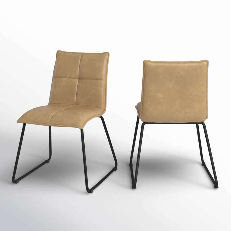 Chaise d'appoint rembourrée en similicuir Tarin, Chameau