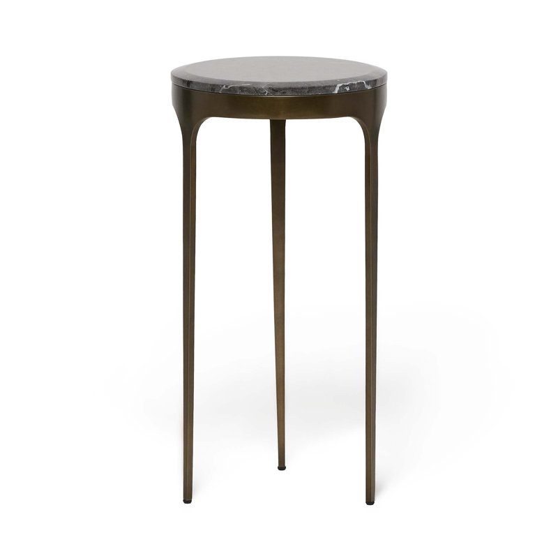 Camilla Marble End Table, Antique Bronze, Terra Brown, 22" H x 11" W x 11" D