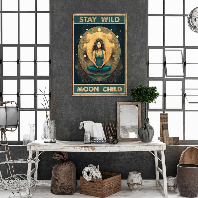 «Yoga Stay Wild Moon Child 2» - 1 pièce Rectangle Gr Yoga Stay Wild Moon Child 2 sur toile, impression