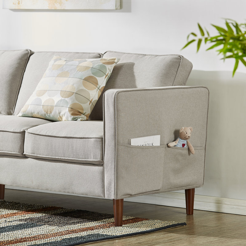 Hana 78" Square Arm Sofa, Sand Grey Twill
