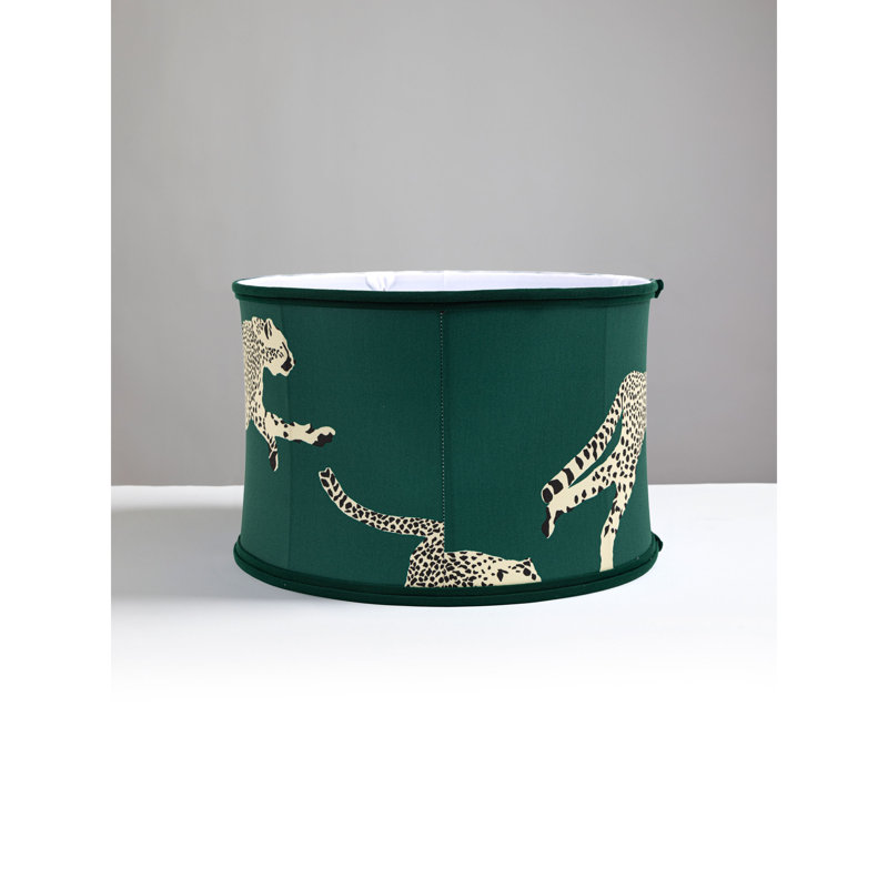 Leaping Cheetah Drum Lamp Shade, Evergreen