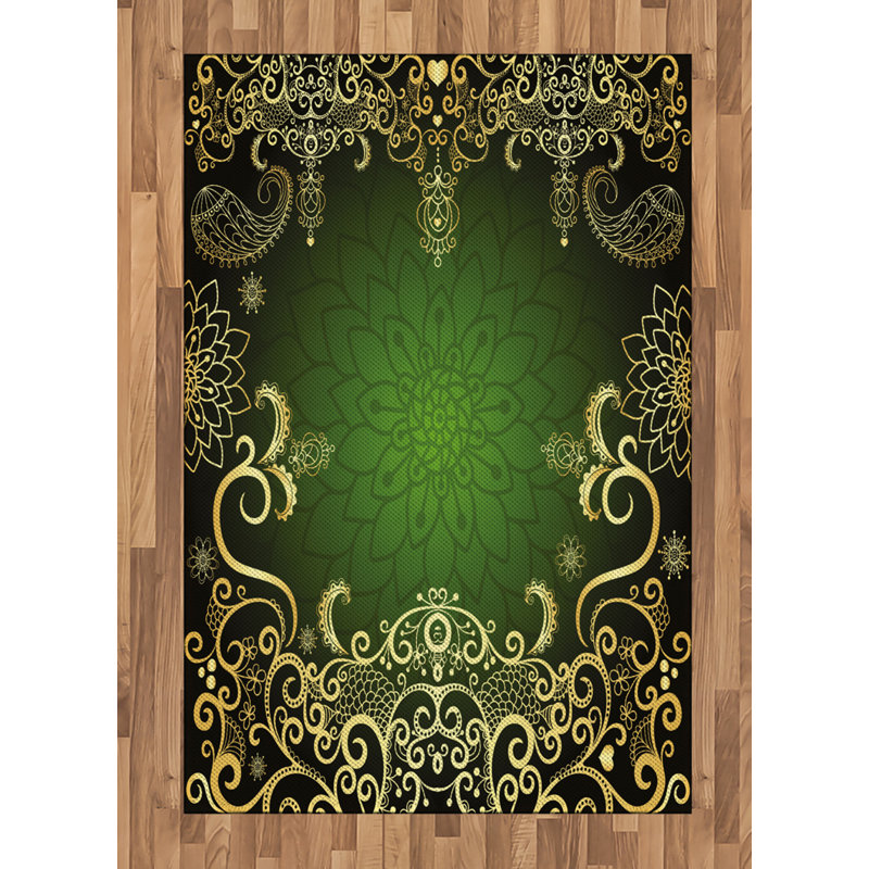 Mandala High Density Long Fiber Poly Threads Decorative Area Rug Carpet, Rectangle 4' x 5'8"