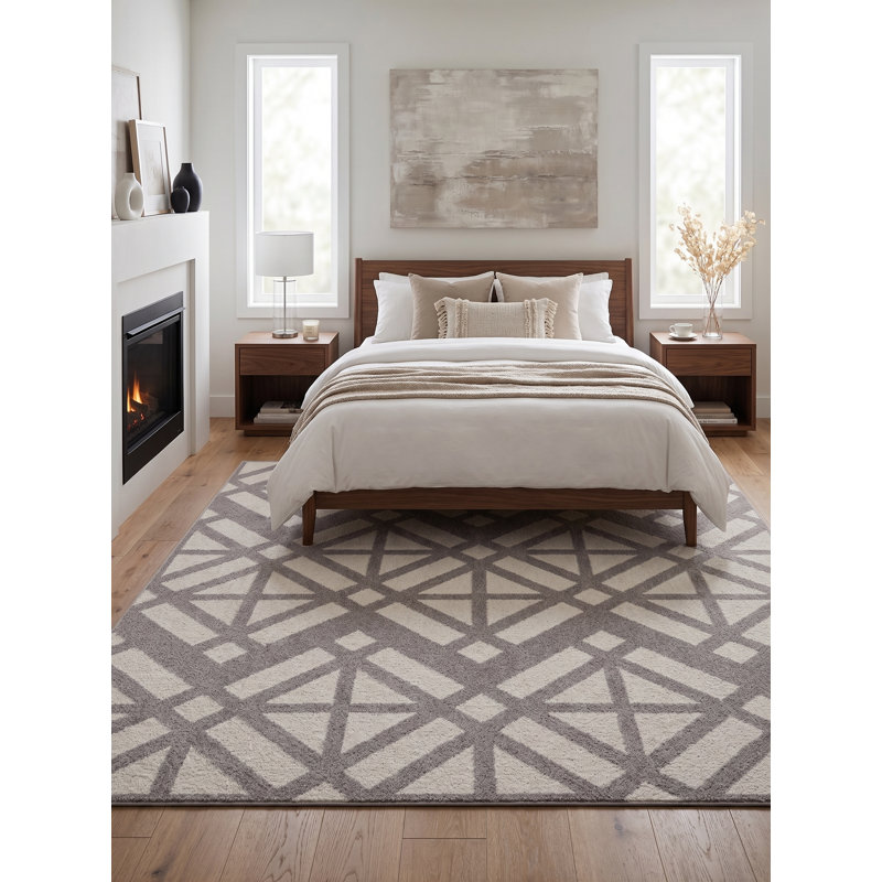 Urbano Geometric Area Rug in Gray, Rectangle 5' x 7'2"