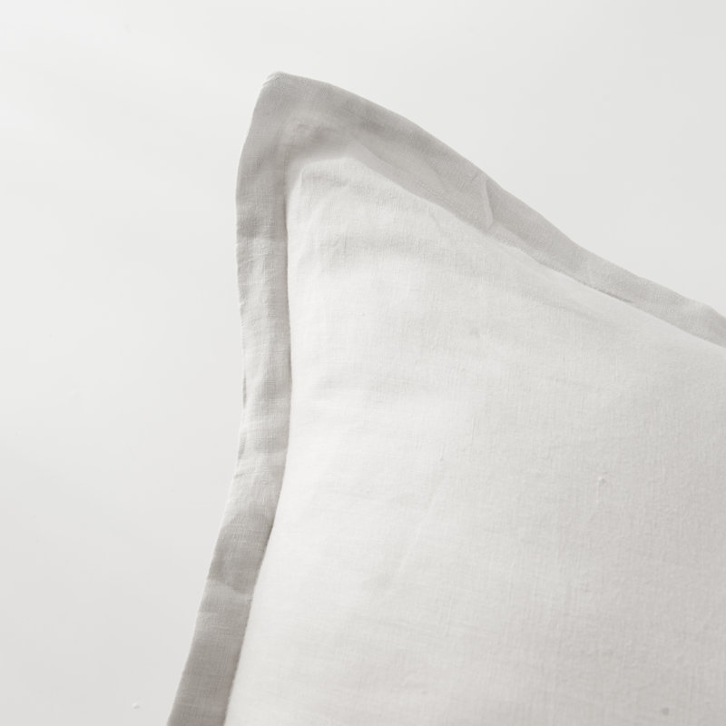  Stone Washed French Linen European Square Pillow Shams 26 x 26", Silver Gray