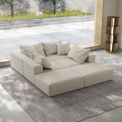 Très grand canapé en nuage éponge, ensemble de canapé modulaire rembourré moderne, ensemble modulaire de salon modulaire en forme de L de 162 po avec 6 coussins, canapé-lit combiné gratuit pour le salon, la chambre à coucher