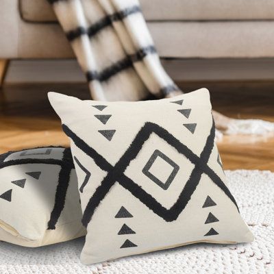 Modern Geometric Tufted Cotton Throw Pillow