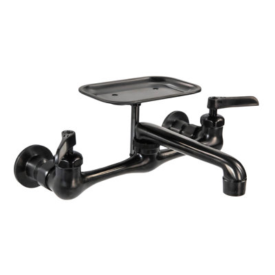 8 Inch Spread Wall Mount Faucet with Soap Dish