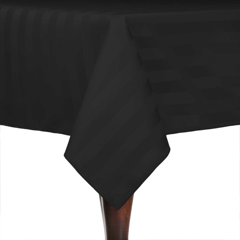 Ultimate Textile Satin Stripe Rectangular Tablecloth, Black, 120" x 54", 2
