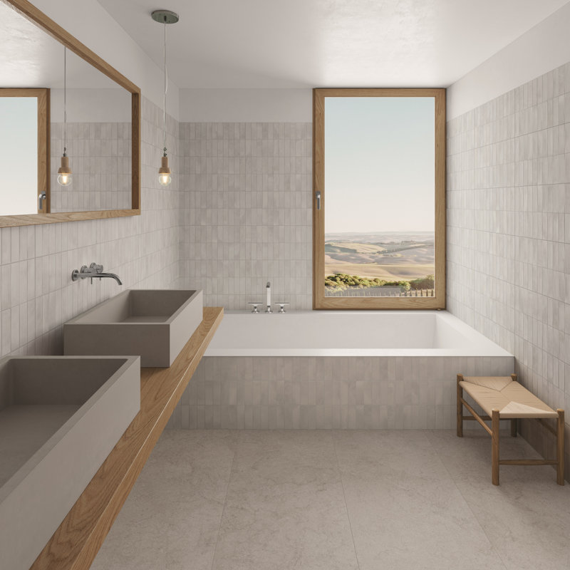 Carrelage mural en porcelaine empilée 12,6 "x 24,6" Dune, Gris