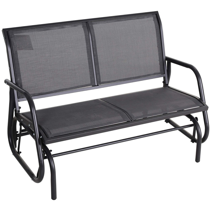 Gray Steel Frame 2-Person Outdoor Glider Bench with Cushions