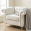 Fauteuil Chesterfield capitonné avec assise profonde et accoudoirs recourbés - Fauteuil club d'appoint en velours douillet