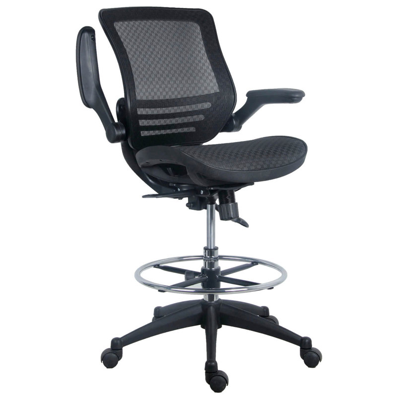 Clementina Heavy Duty Mid-Back Mesh Drafting Chair, Black