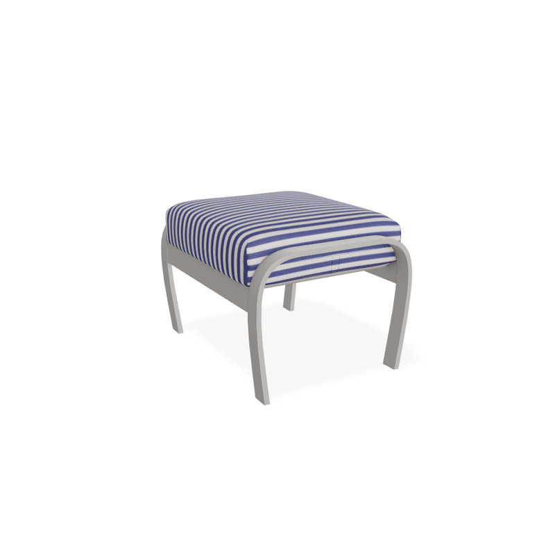 Repose-pieds avec coussin Askar, Rayures bleues et blanches, Gris chaleureux texturé