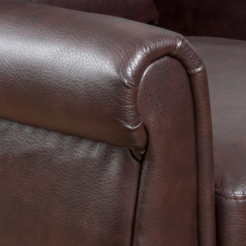 Serina Upholstered Recliner, Burgundy Brown/Espresso