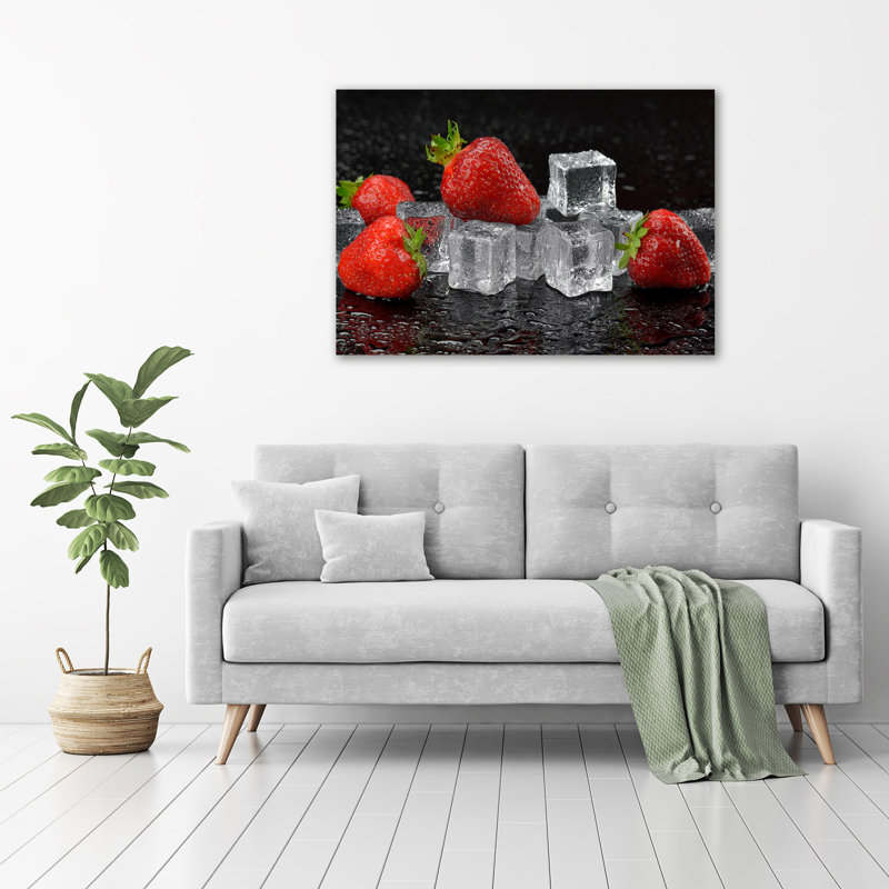 Strawberries With Ice - Wrapped Canvas Print