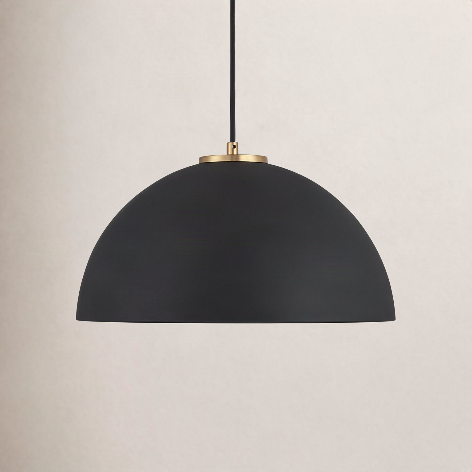Darrah Single Light Metal Dimmable Pendant, Matte Black/Natural Brass