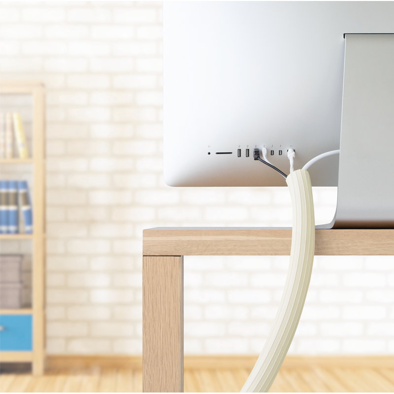 White 12' Expandable Rubber Flexi Cable Wrap
