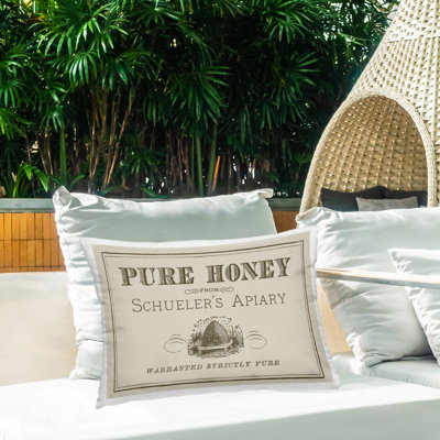 Coussin d'extérieur imprimé Vintage Pure Honey par Daphne Polselli