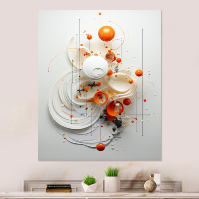 Orange And White Spiralling Symmetry I - Geometric Metal Wall Art
