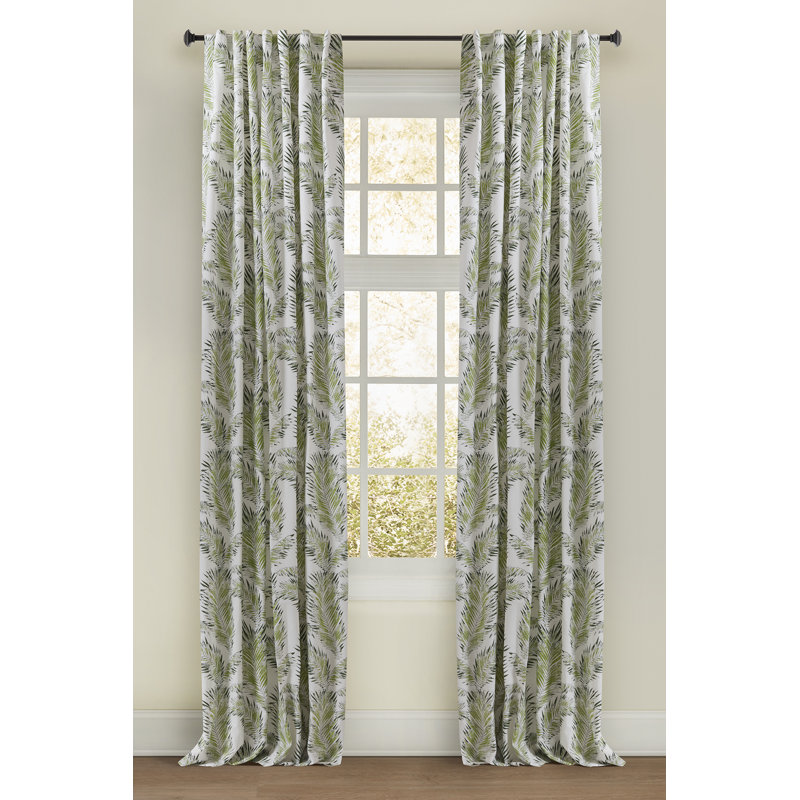Blade Cotton Blend Floral Room Darkening Thermal Rod Pocket Curtain Panels, 50" W x 96" L, Green 