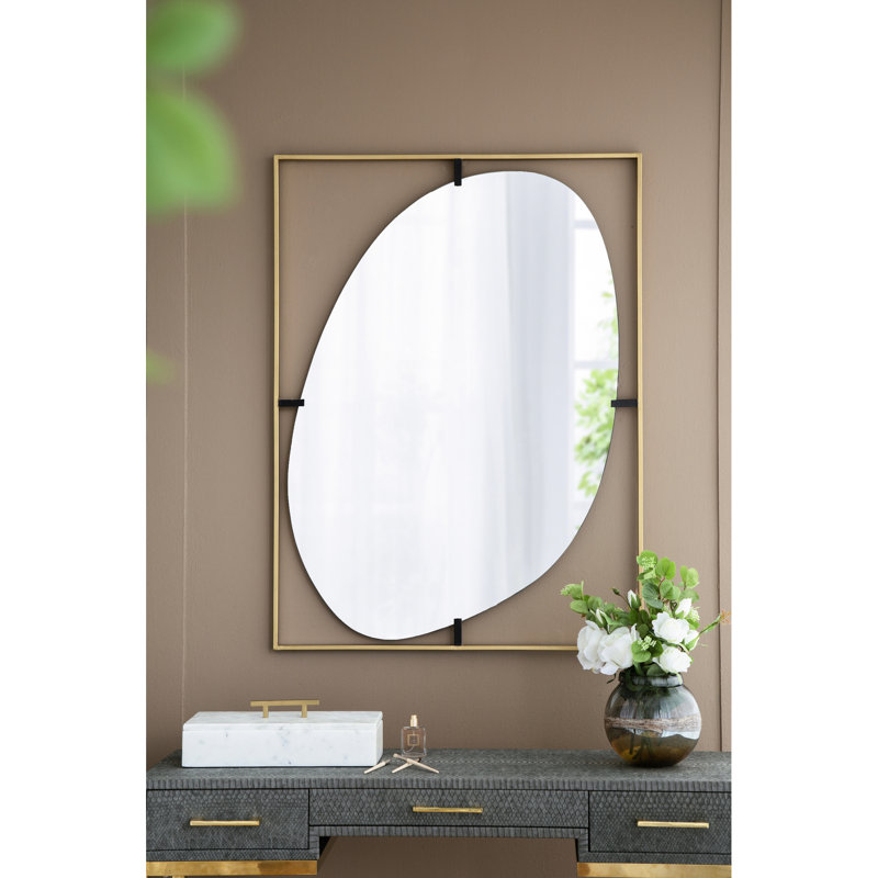 Miroir coquelicot avec cadre doré 30 po x 1 po x 40 po - Décoration moderne pour salle de bain et vestibule Forme ovale Toucher élégant Décoration contemporaine Style ovale spécial