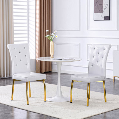 Set Of 2,Retro Alligator Skin Upholstered Dining Chairs,With Crystal Buckle Design And Faux Leather Design,A Touch Of Elegance And Mystery To The Dining Area,Electroplated Metal Legs