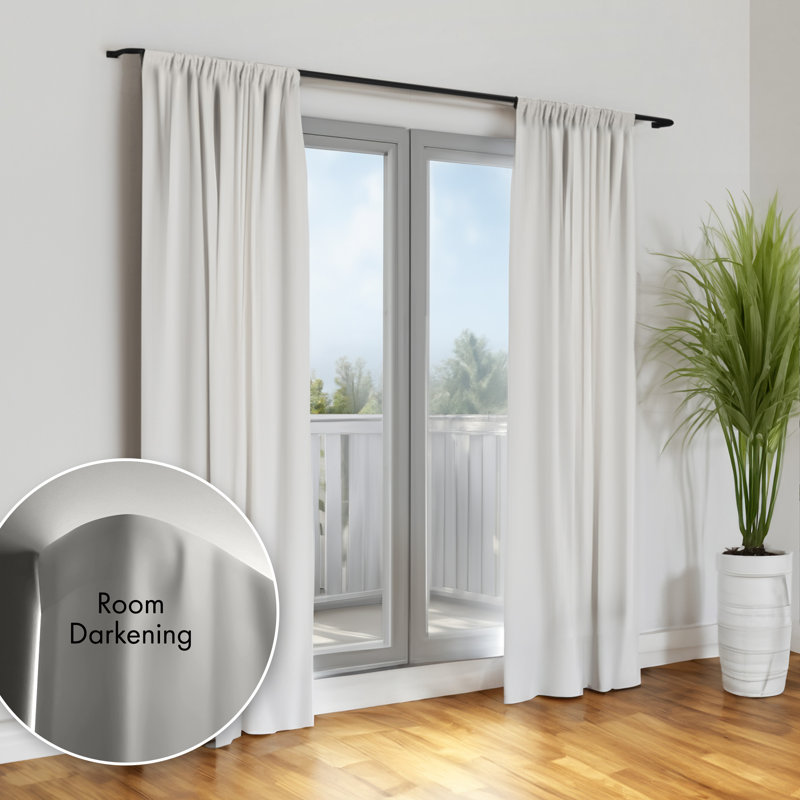 Tringle à rideaux occultante de 1 po de diamètre Red Barrel Studio®, 96" - 144", Noir
