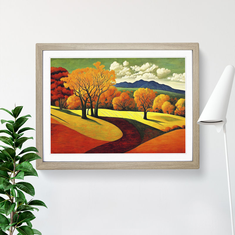 Breathtaking Autumn Forest - Single Picture Frame Print, 25cm H x 34cm W x 2cm D, Oak Framed
