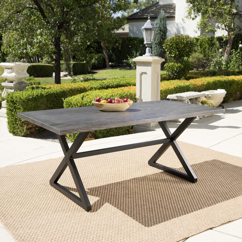 Table de salle à manger en aluminium avec cadre en acier Rolando, Gris