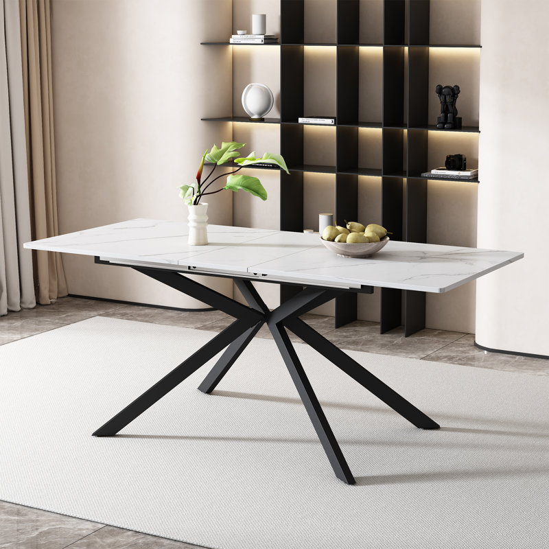 Extendable Metal Base Dining Table