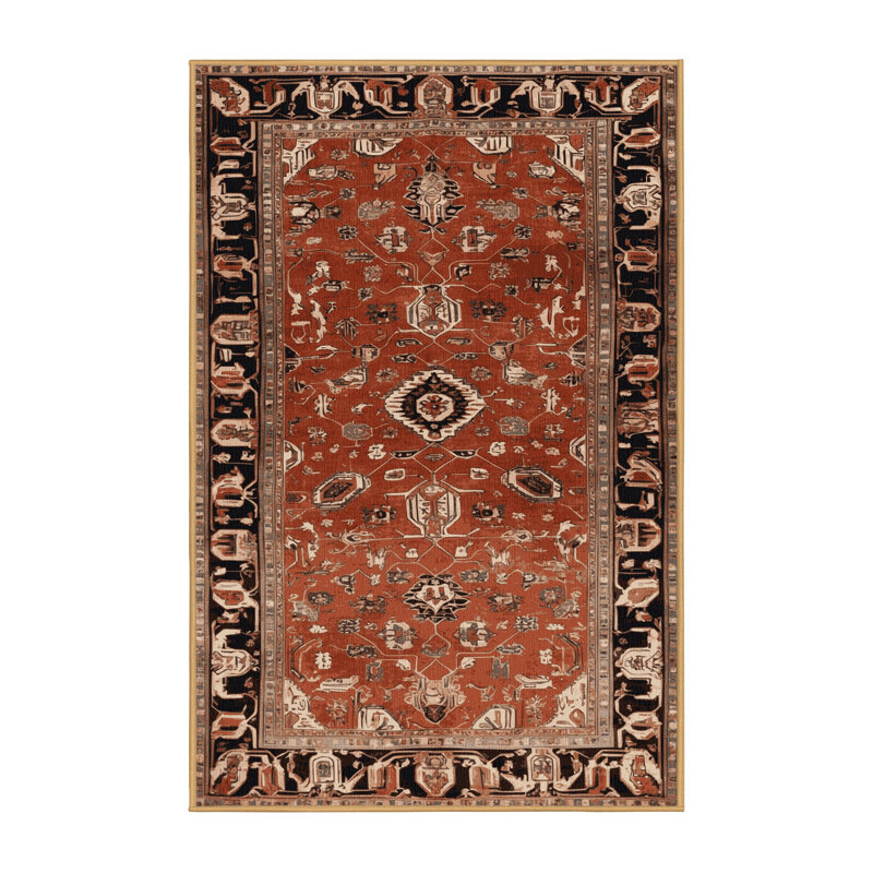 Machine Washable Persian Brown Area Rug, Rectangle 2' x 3'