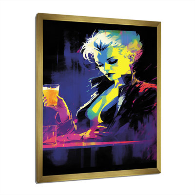 «Retro Pop Art Portrait Of Fierce Diva Woman Neon I», reproduction sur toile