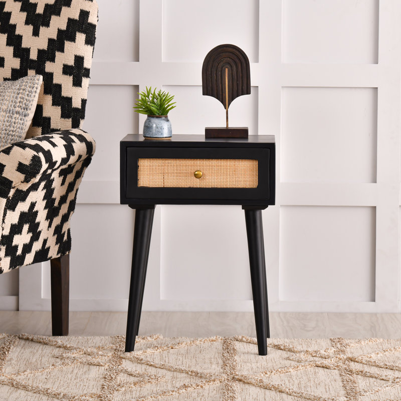 Orlanda 18'' W Solid Wood Nightstand, Black/Brown