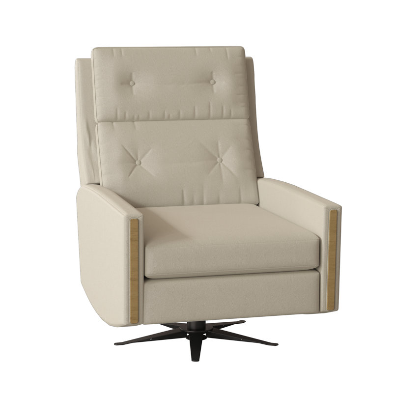 Loft 29.5" Wide Genuine Leather Manual Swivel Standard Recliner, Espresso, 1183 Dove, Brushed Nickel 2