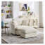 Fauteuil d'appoint surdimensionné en chenille de 46,1 po avec repose-pieds et repose-pieds beige-1542209976