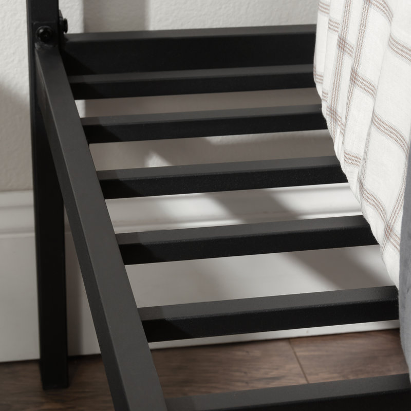 Grand lit plateforme avec tête de lit, finition noire, Grand lit