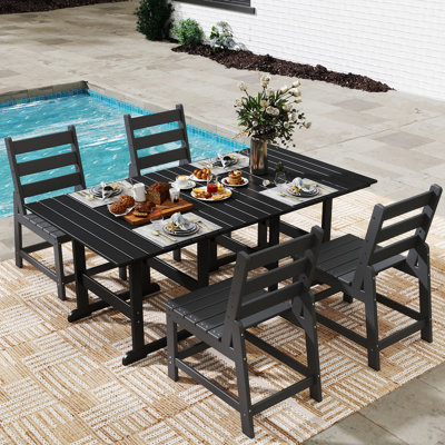5- Piece Hdpe Outdoor Dining Set With Chairs & Umbrella Hole
