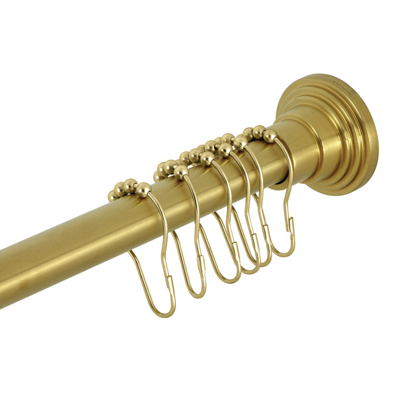 Kingston Brass Edenscape 60-Inch to 72-Inch Adjustable Shower Curtain Rod with Rings, Brushed Brass