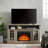 58" Fireplace TV Stand with Glass Door, Traditional American Country TV Stand with 23" Electric Heater, Large Home Entertainment Console Table for TV Up to 65'' for Living Room-259103380-259103339