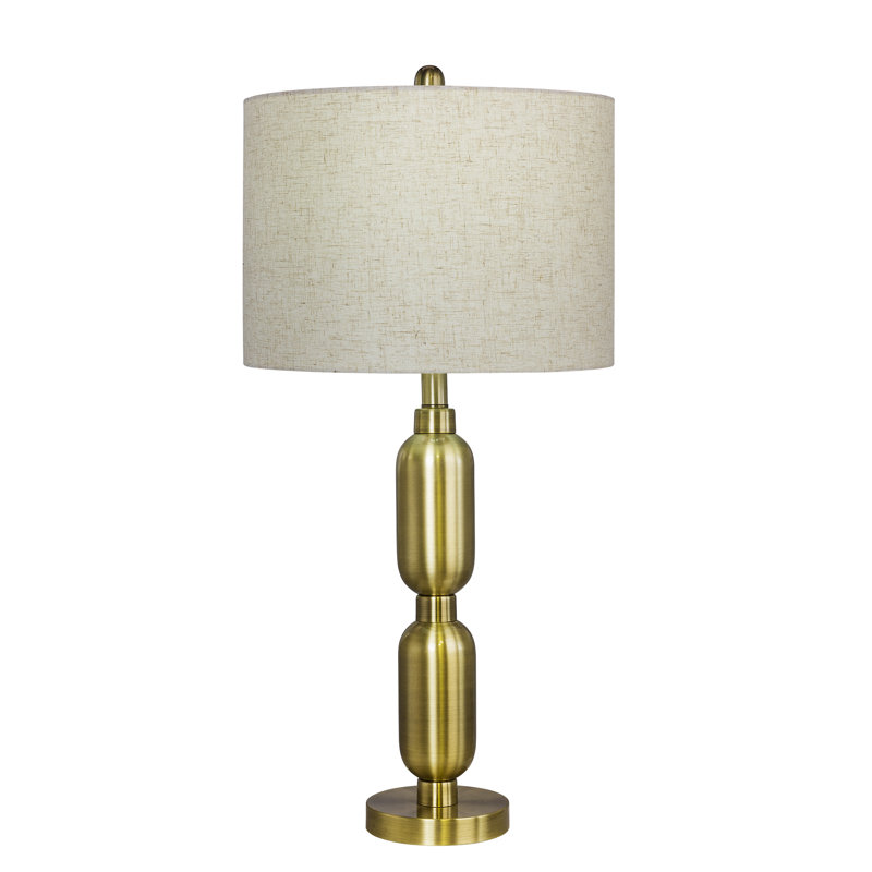 Lampe de table 27,5 ", Laiton antique, Beige