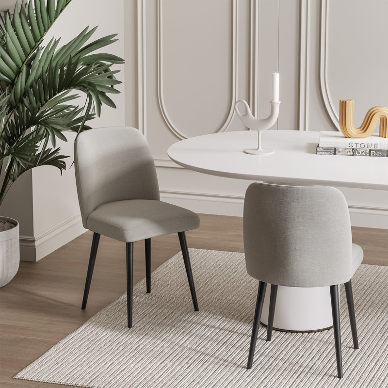 Lariel Dining Chairs with Metal Legs, Gray, Black