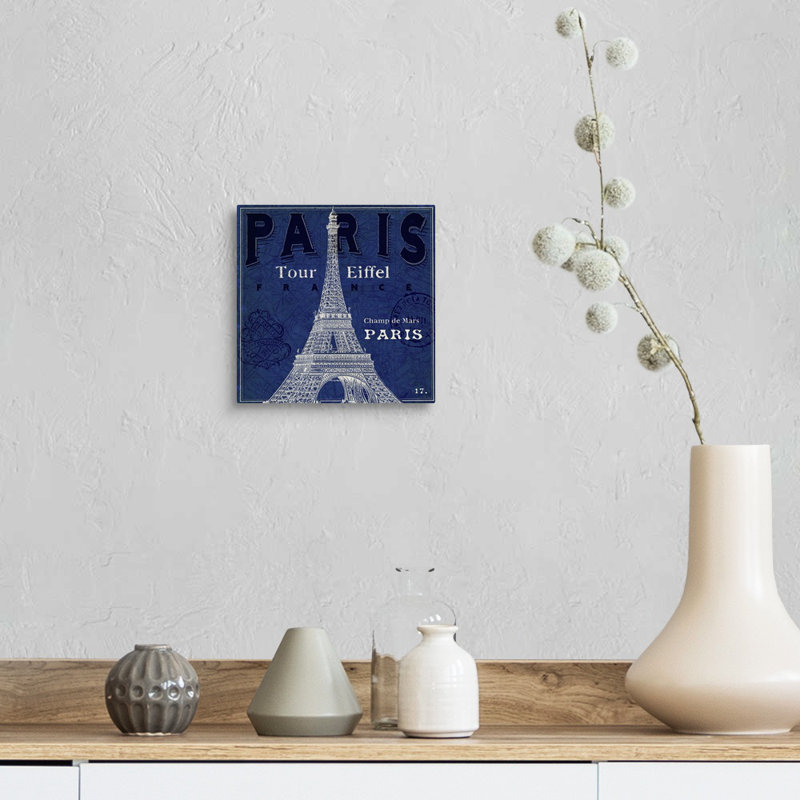 « blueprint tour eiffel » par sue schlabach, impression, H 35 po x l 35 po x P 1,5 po, Toile