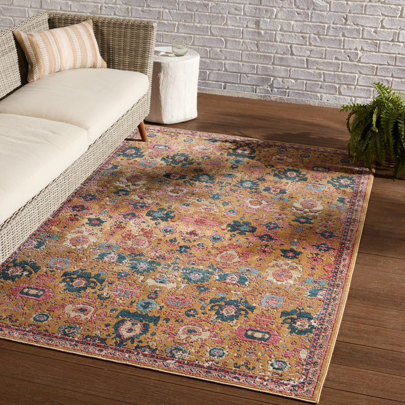 Tapis rose / or / bleu Forand, Rectangle 8 pi x 10 pi