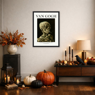 Fumeur squelette d'Halloween par Vincent van Gogh, reproduction d'art sur toile encadrée