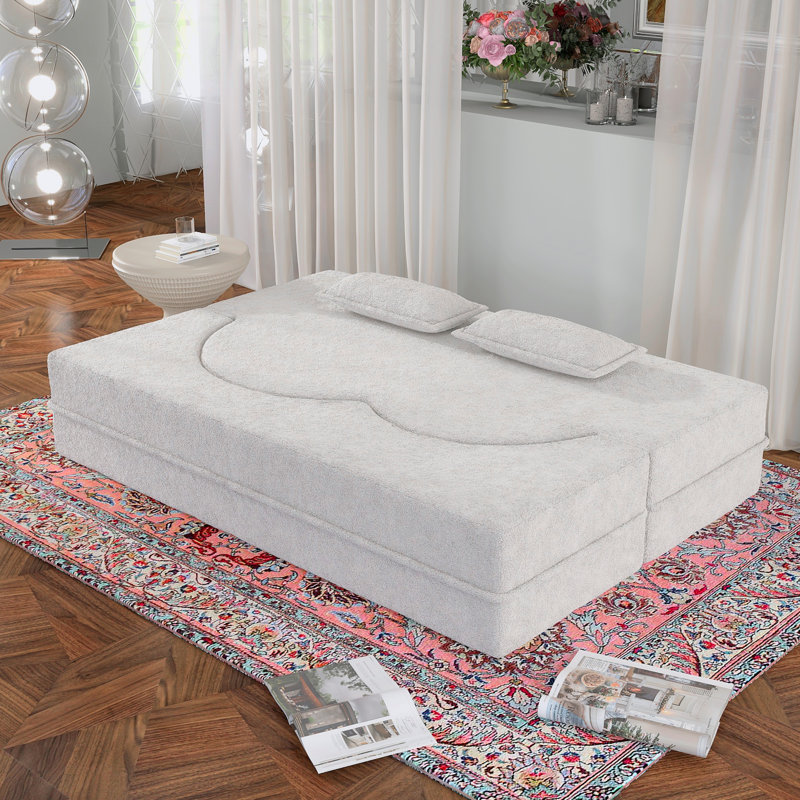 Canapé-lit moderne avec deux coussins Modern, Peluche beige