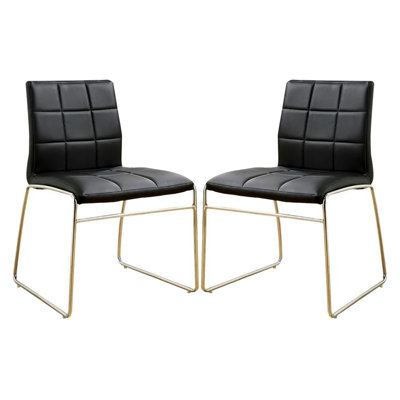 2 Upholstered Side Chairs Black With Legs For Dining Use Chairs In Black Legs