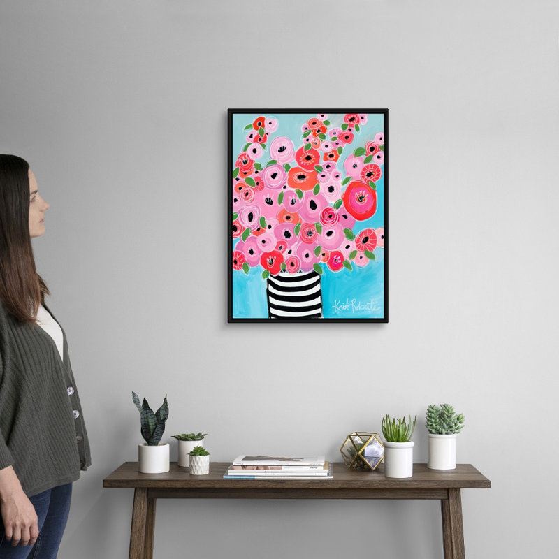 Reproduction d’art sur toile, "Dreaming of Poppies" par Kait Roberts, Cadre noir, H 26 po x l 20 po x P 1,75 po