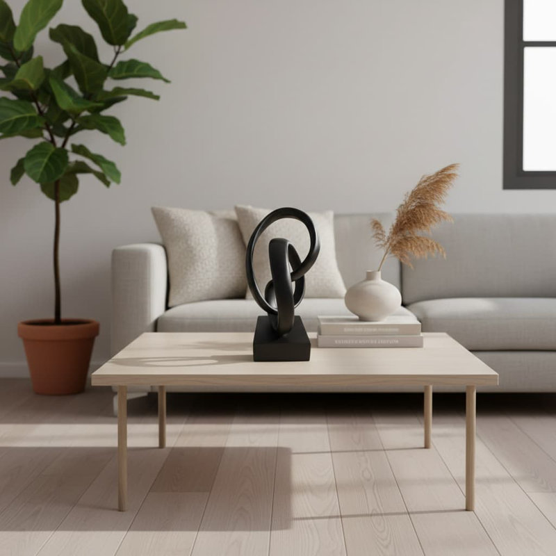 10.43" Black Mobius Knot Statue - Modern Home Office Coffee Table Decor, Black