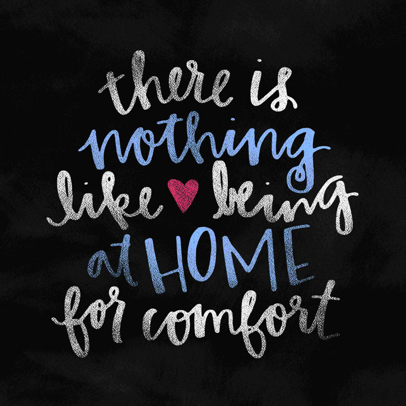 At At Home - Art textuel sur toile tendue, H 12 po x l 12 po