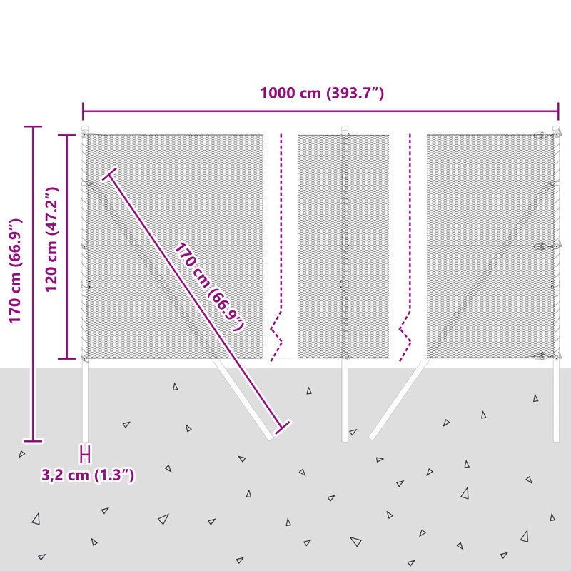 Vidaxl Hexagon Fence Steel, Green, 120cm H x 1000cm W